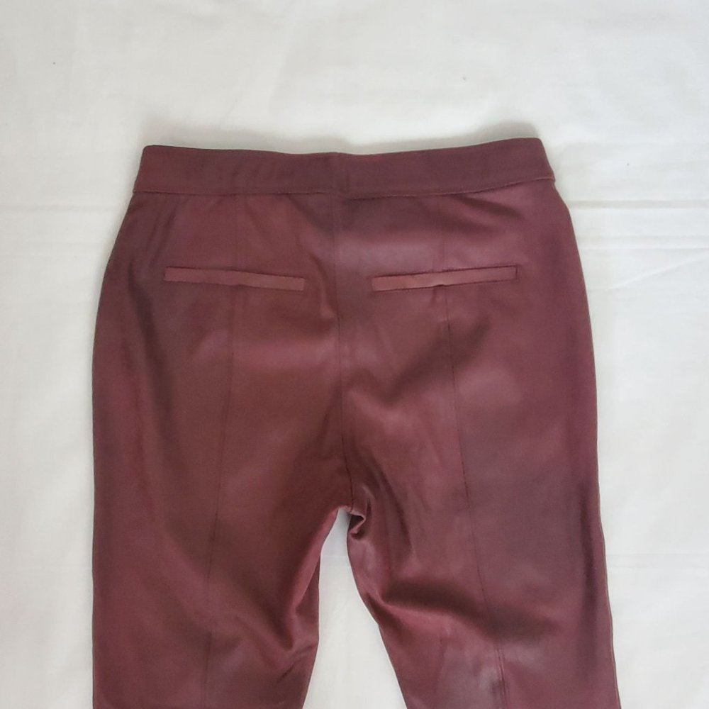 Free People Faux Suede Leather Pull-On Skinny Pants, Burgundy Women's Size 26 - Picture 8 of 15